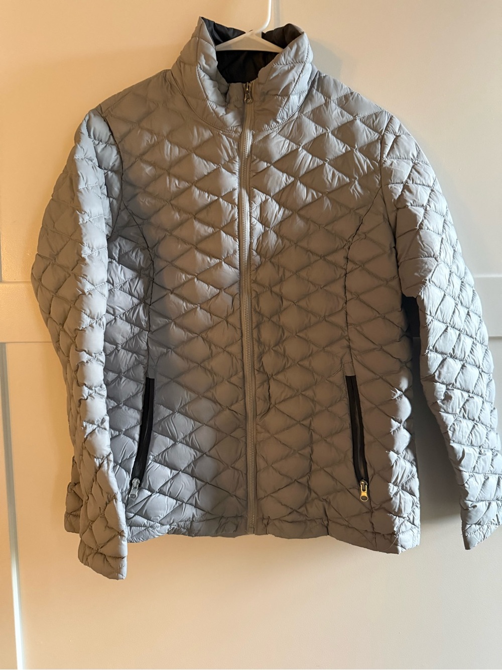 Free Country Women’s L Gray Quilted Down Puffer Jacket Packable Lightweight